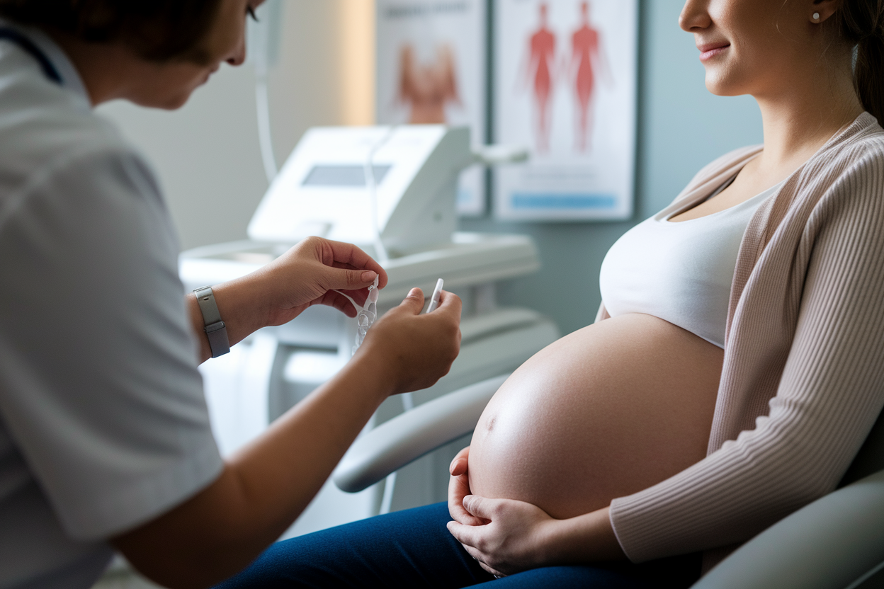 femme-enceinte-clinique-soignant-appareil