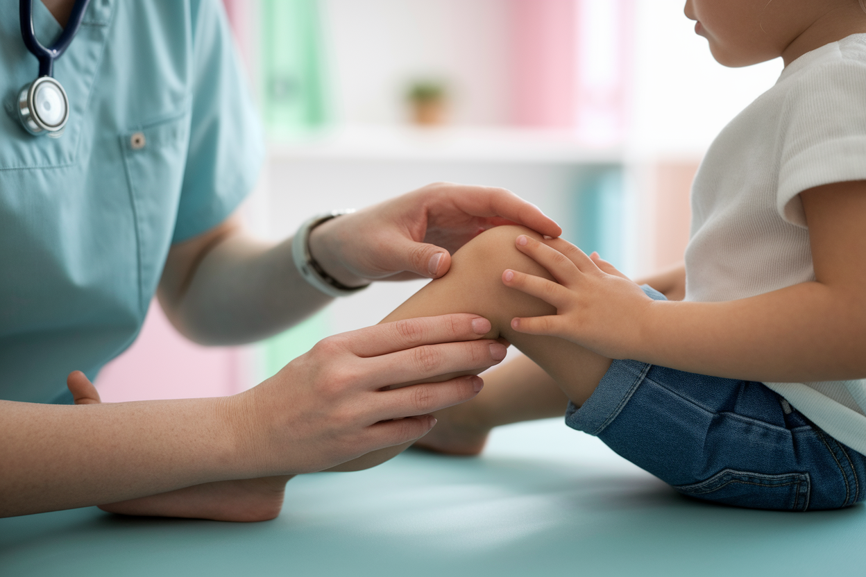 soignant-examine-genou-enfant